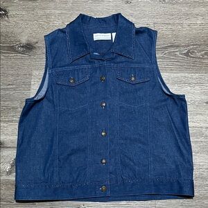 Alfred Dunner Blue Denim Vest with Button Accents
